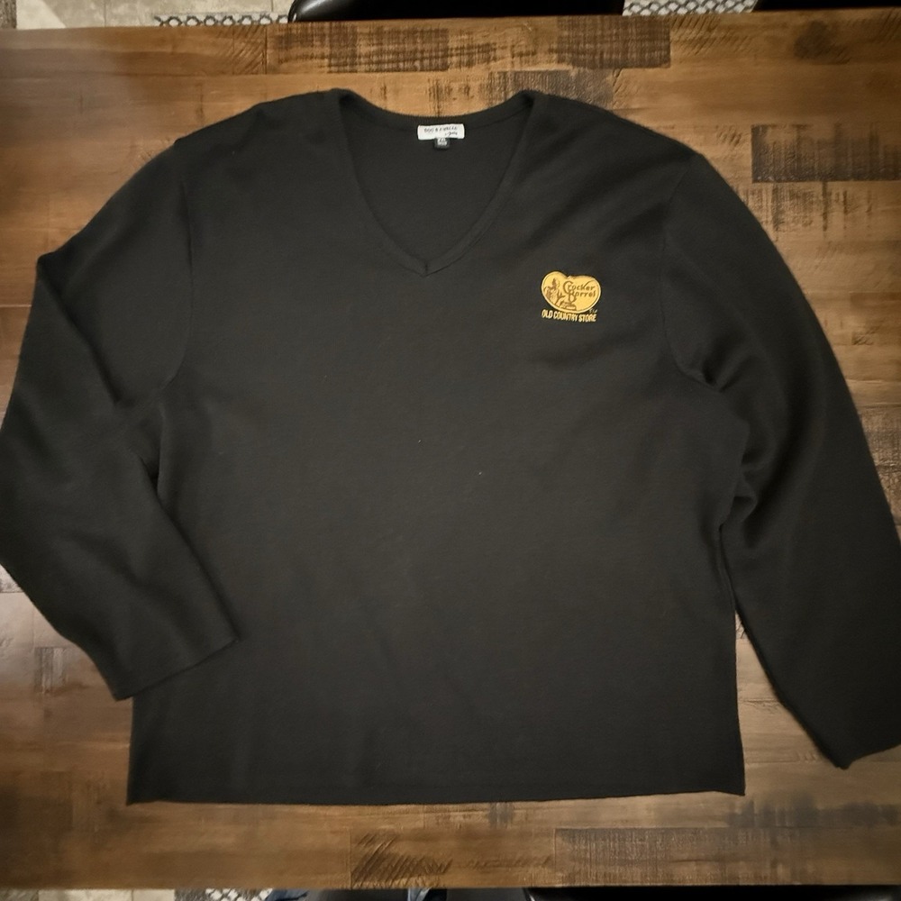 Cracker‎ Barrel Old Country Store V-neck Black Sweater Size 2XL